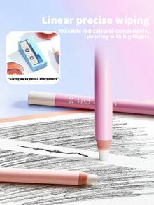 4pcs Macaron Color Large Pencil Erasers - Free Pencil Sharpener Included, Dust-Free Precision Erasers For Students, High-Light Erasers For Art Sketching - Extra Wide Core Pencil Eraser - View 3