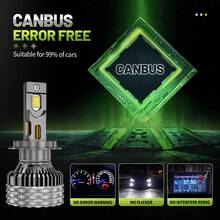 HYNBYZJ 2个H7 H4 H11 LED大灯 300W大功率 Canbus H1 H3 9005 HB3 9006 HB4 9012 HIR2 H13 9007 涡轮灯 6000K 车灯 12V - A - 查看 6