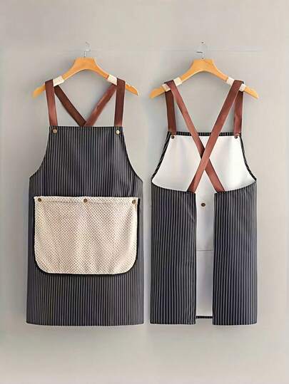 1 قطعة مريلة مطبخ يونيسكس سميكة مقاومة للماء والزيت من البوليستر، أنيقة وعملية: تأتي هذه المريلة المقاومة للماء مع منشفة قابلة للإزالة، لإبقاء يديك جافة ونظيفة، مناسبة لاستخدام المطبخ والفندق.