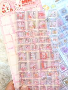 Cute Blocky Pet Series Panda And Rabbit 3D Stickers, Cute Cartoon 3D Epoxy Resin Sticker Set | For Smartphones, Planners, Cups, And Sticker Art | Smooth Surfaces, High-Quality Resin, Craft Stickers, Self-Adhesive Stickers, Stationery Lovers, DIY Fans - Multicolor - View 5