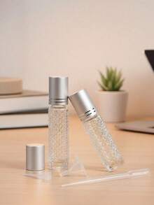 1/4 Pcs Botol Roller Kaca Bening Tebal Warna Perak, Wadah Travel 10ml Isi Ulang yang Dapat Digunakan Kembali Anti Bocor dengan Bola Roller, Pipet, Kepala Pompa & Corong - Set Botol Roller Kaca untuk Sampel dan Pencampuran Isi Ulang, Desain Bergaya dan Sederhana, Cocok untuk Penggemar Aromaterapi, Parfum Travel, Minyak Esensial dan Minyak Tubuh - MultiWarna - View 4