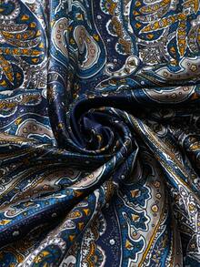1pc Women's 2026 Spring/Summer Fashion Paisley Print 90cm Square Scarf, Versatile Bandana For Daily Wear & Sun Protection - Navy - View 3