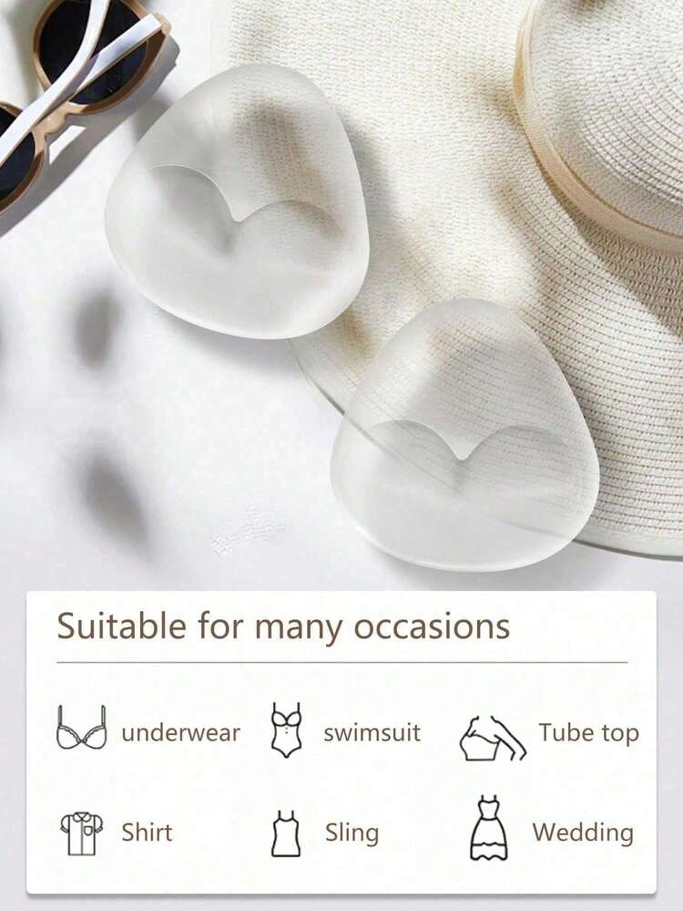 Coussinets de soutien-gorge en silicone réutilisables - Inserts push-up invisibles, convenant aux maillots de bain et à la lingerie, doux et épais, soulèvement naturel, convenant aux bikinis, robes et débardeurs - Taille unique - Voir 8