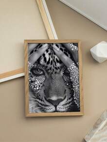 【2D平面】豹纹闪亮海报，豹纹闪光帆布画，复古墙面装饰艺术画，现代墙面艺术品，适合送礼，家居宿舍装饰，适用于卧室、客厅，单幅无框，2D平面设计，2D平面，完美房间装饰 - 動物 - 查看 2