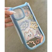 スマホケース：猫耳耐衝撃性スマホケース、ペイントされたスマホケース、を使うに適したスマホケース、 17 ProMax、16 Plus、15、14、13、12と互換性のあるスマホケース - ブラック - チェックする 5