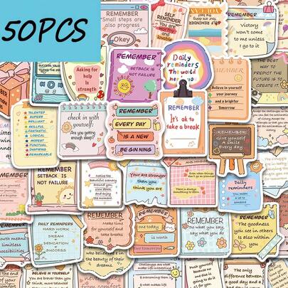 50PCS Motivational English Short Sentence Stickers, Motivational Decorative Stickers Suitable For Laptops, Suitcases, Water Bottles, Waterproof Stickers