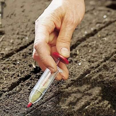 Esparcidor de semillas mini, herramienta de plantación para semillas pequeñas, dispersador de semillas micro, sembrador de semillas, herramienta de plantación de semillas, esparcidor de semillas micro manual (rojo), herramienta pequeña de plantación de semillas