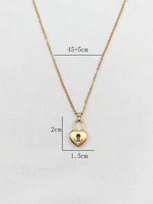 1pc 18K Gold Plated Stainless Steel Heart-Shaped Locket Pendant Necklace, Valentine's Day Love Memorial Gift - Yellow Gold - View 5