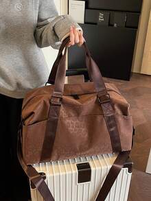 New Fashionable Travel Bag Solid Color Minimalist Niche Design With Sequins Stylish And Cool Suitable For Short Trips Fitness Large Capacity Versatile And Exquisite - Coffee - View 5