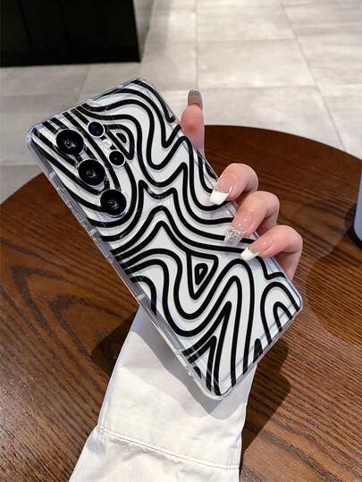 1 chiếc ốp lưng điện thoại thời trang, sáng tạo, họa tiết sọc bất đối xứng, trong suốt, chất liệu TPU chống rơi, thích hợp làm quà tặng ngày lễ, tương thích với Samsung Galaxy S22/23/24/25/A05/A05S/A53/A54/A55 và các dòng máy khác.