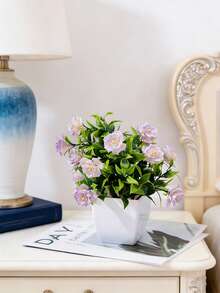 1pc Artificial Potted Plant With Flowers, Suitable For Indoor Decor, Spring Decor, Farmhouse Tabletop, Wedding Decoration, Greenery Planter, Ideal Gift For Valentine's Day & Mother's Day, Suitable For Centerpiece, Holiday Party, Garden, Living Room Home Decor - Multicolor - View 5