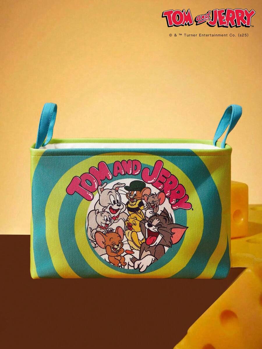 TOM & JERRY X PETSIN 1PC Pet Toy Storage Basket With A Cute Print. - Green - View 1