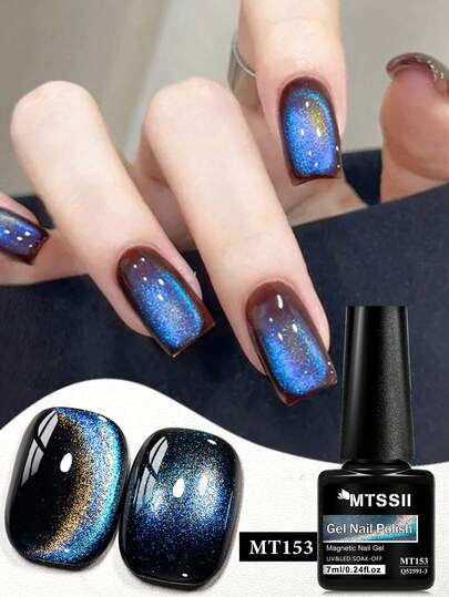 Mtssii 1瓶7毫升彩色星空猫眼凝胶指甲油，银河效果磁性猫眼凝胶指甲油，半永久可卸UV凝胶指甲油，美甲DIY，适用于家庭和美甲沙龙。