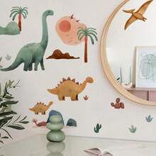 Cartoon Dinosaur & Coconut Tree Wall Decals - | Self-Adhesive Removable Vinyl Stickers For Youngsters's Bedroom, Living Room, And Kitchen Decor. - A - View 6