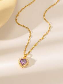 1条优雅女士不锈钢项链，配以立方氧化锆水滴形吊坠，百搭水滴形、心形、椭圆形吊坠，适合日常佩戴，也适合情人节、约会、节日、母亲节等场合作为礼物。 - 金色 - 查看 3