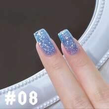 12毫升/瓶 2026新款派对薯片裂纹闪粉钻石亮片凝胶指甲油，美白，蓝色，粉色，超亮绿色，紫色闪粉，透明，适用于脚趾，UV灯，美甲沙龙用品 - 彩色 - 查看 14