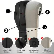 Guantes de boxeo para hombres y mujeres, guantes de boxeo de piel sintética de alta calidad para entrenamiento, perfectos para perforar bolsas pesadas, guantes de combate y pelea - Negro - Ver 7