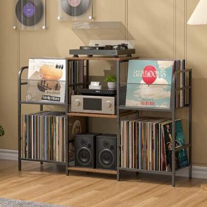 Dasijhdasd262a Record Player Stand With Vinyl Storage Record Storage For 350+ Albums Tuntable Stand With Record Holder For Living Room Record Holder Vinyl Display Shelf