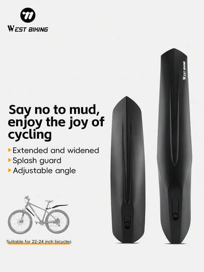  WEST BIKING 2PCS Bike Widened Mudguard Adjustable Detachable Wind Resistant MTB Rear Fenders Road Bike Removable Fender