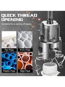 1pc Heavy Duty Integrated Internal & External Threader Tool - Heavy Duty Construction For Precise Threading/Cutting - Compatible With 1/2" And 3/4" Pipes - Professional Plumbing And DIY Projects - Compatible With Standard Pipe Threads, Cylindrical Tool Design, Metal Construction - A - View 7