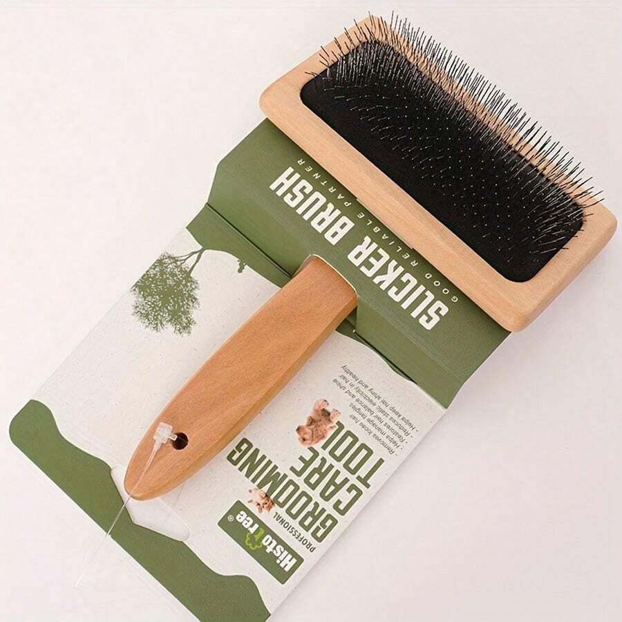 Dog Grooming Brush, Wooden Bristle Brush For Dogs, Cat Deshedding Brush - Multicolor - View 1
