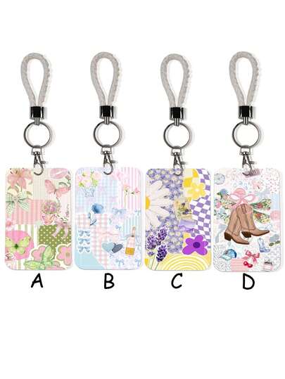 1个可爱多巴胺彩色拼布图案挂绳证件套，适合医生、护士、学生、教师使用，可作为礼物或日常用品。