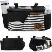 carrito organizadorMOSU Organizador de Cochecito Organizador Universal para Cochecito con Portavasos Bolsa para Teléfono y Correa para el Hombro Capacidad para Pañales Juguetes y Snacks - - como en la foto - Ver 1