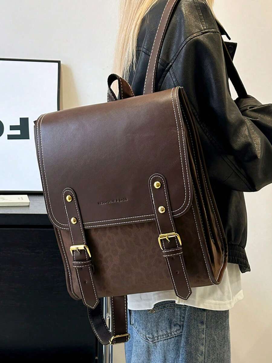 1 件时尚翻盖女士背包,(13 英寸 * 10.21 英寸 * 5.9 英寸)双色格子,撞色设计,学院风格,实用时尚,适合学生和办公室工作人员,通勤包,旅行包,多隔层,分区存储,男女通用背包,旅行包,圣诞礼物,送给孩子和朋友的礼物,女士时尚背包 - 彩色 - 查看 1