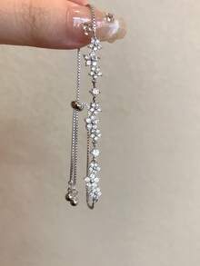 1件时尚精致闪亮立方氧化锆五瓣花手链，优雅可调节立方氧化锆手链，适合女性佩戴，可用于派对、日常佩戴和婚礼等场合。 - 花朵手鍊 - 查看 13