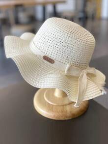 儿童防晒帽套装，夏季女童草帽和包包，婴儿沙滩遮阳帽，多功能女童款 - 帽子 - 查看 4