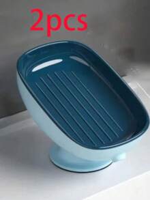 2pcs Soap Box, Household Soap Dish, Wall-Mounted Drainless, No Water Accumulation, Suction Cup Bathroom Organizer, Simple Style Creative New Design Bathroom Accessories Bathroom Tools - Soap Box - View 10