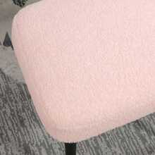 Square Pink Cashmere-Look Stool With Steel Legs, Ideal Footrest For The Living Room And Bedroom. - Pink - View 7