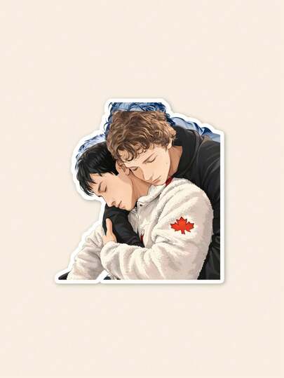 Cozy Hockey Romance Sticker | Heated Rivalry Inspired Sticker - Shane & Ilya Hugging Fan Art, Aesthetic Hockey Romance Bookish Decal For Kindle, Laptop & Phone Case Decor, Waterproof Vinyl