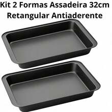Set Of 32cm And 37cm Rectangular Non-Stick Baking Pans, Large, Carbon Steel, For Cake, Lasagna, Meat, And Chicken. - Juego de 2 moldes para hornear de 32 cm - Ver 6