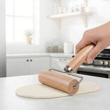1pc Wooden Rolling Pin With Handle, Non-Stick Pizza Roller, Mini Dough Roller For Home Kitchen Baking Cooking - Multicolor - View 2