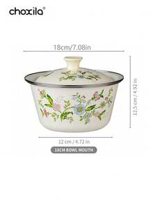 1 pieza Tazón de arroz esmaltado con estampado, también apto para tazón de sopa, tazón de fideos instantáneos, tazón esmaltado, material metálico resistente a los arañazos, apto para lavavajillas, utensilio de cocina esencial para cocinar en casa y comidas de camping - Cuenco esmaltado - Ver 10