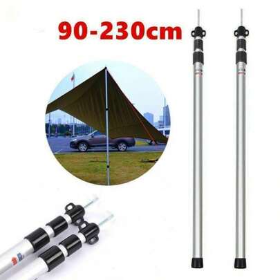 2-Pack Telescopic Aluminium Tent Support Poles With Twist Lock | Extends 90-230cm For Awning, Tarpaulin & Canopy Reinforcement | Portable Outdoor Structural Poles
