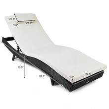 All-Weather Adjustable Outdoor Pool Patio Chaise Lounge Furniture Chair Cushion - Black - View 2