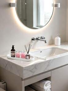 2/Pcs Bathroom Vanity Tray, Kitchen Sink Tray, Silicone Toilet Tank Tray, Bathroom Countertop Organizer Tray For Jewelry/Perfume/Soap Dispenser/Hand Towel - Multicolor - View 4