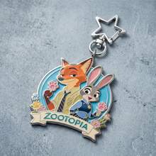 Disney 5/10 'Zootopia' Nick And Judy Metal Keychains, High-Quality Anime Character Keyrings With Star-Shaped Clasps, Can Be Used As Bag Charms And Collectibles - Multicolor - View 3