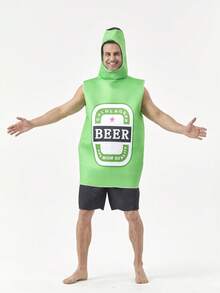 1pc Unisex Green Beer Jumpsuit Cosplay, Beer Festival Holiday Funny Novelty Realistic Beer Bottle Design Carnival Halloween Party Costume - Multicolor - View 3