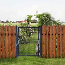 Garden Gate For Rigid Panel Fence - Entrance Gate With Posts, Lock And Hardware (Anthracite Colour) - Gate, Fencing, Fencing - 125 X 100cm - View 7