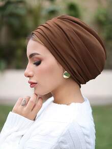 1件装女士褶皱内衬头巾多层头巾，弹性透气吸汗多功能运动头带帽，适合日常、运动、瑜伽、健身和时尚场合。 - turban - 查看 14