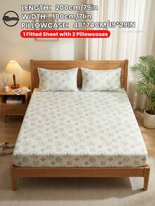 2/3件套印花床上用品套装（1件床单+1/2个枕套，不含枕芯），亲肤床垫保护套，印花床垫罩，舒适柔软，透气，多种尺寸可选，适用于单人床/双人床/大号床/特大号床，可机洗，家居卧室装饰 - 彩色 - 查看 26