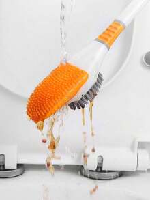 Seamless Toilet Brush Set, Silicone Bathroom Toilet Cleaning Brush With Wall Mount, Long Handle Toilet Brush Holder - White - View 6