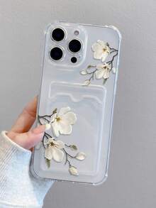 1个加厚透明防摔UV透明卡槽TPU保护壳，简约白色花纹设计，兼容、Galaxy S25 Ultra、S24 Ultra、Galaxy S23/S23 Plus/S23 Ultra/S23 FE/S22 Ultra - 彩色 - 查看 2