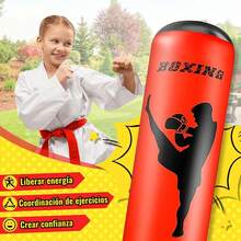 Saco de Arena Hinchable para niños,Saco de Boxeo Plegable y reabrible,Adecuado para Karate,Taekwondo,como Regalo para niños y niñas - rojinegro - Ver 3