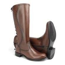 Women's Elegant Riding Boot, High Shaft, Lace-Up, Side Zipper, Soft And Comfortable, New Winter Collection - 鏽棕色 - 查看 2