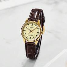 Casio Women's Quartz Watch, Ultra-Thin Minimalist Design, Genuine Leather Strap, Mineral Glass Mirror, Water Resistant Casual Dress Watch - one-size - View 3