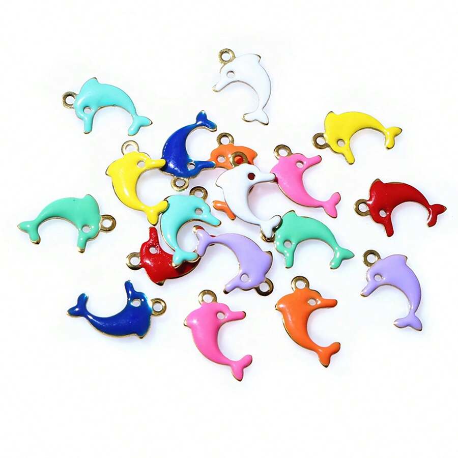 20个13x8毫米不锈钢可爱小海豚珐琅吊坠，不锈钢DIY首饰制作配件 - 海豚 - 查看 1